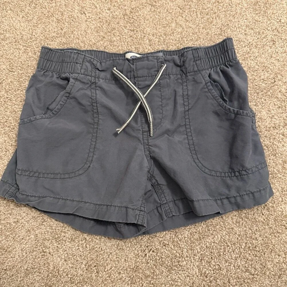 Old Navy Pull On Shorts Girls Size M 8 Gray Elastic Waist Drawstring‎ Pockets